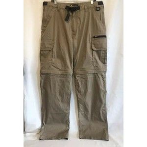 BC Clothing Sz 34 x XL Khaki Pants Tan Cotton Nylon Spandex Convertible Zip Off